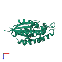 PDB entry 1vjg coloured by chain, top view.