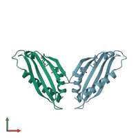 PDB entry 1vjh coloured by chain, front view.