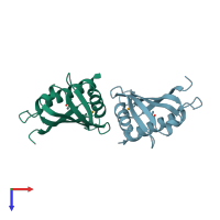 PDB entry 1vjh coloured by chain, top view.