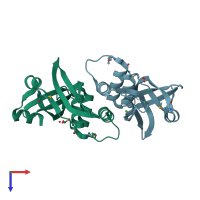 PDB entry 1vjl coloured by chain, top view.