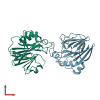 PDB entry 1vjn coloured by chain, front view.