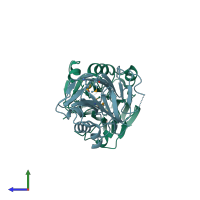 PDB entry 1vjn coloured by chain, side view.