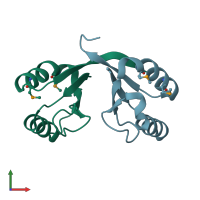 PDB entry 1vjq coloured by chain, front view.