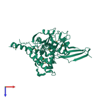 PDB entry 1vjv coloured by chain, top view.