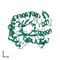 PDB entry 1vjz coloured by chain, front view.