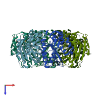 PDB entry 1vk0 coloured by chain, top view.