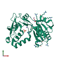 PDB entry 1vk1 coloured by chain, front view.