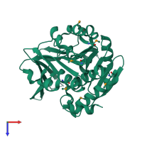 PDB entry 1vk4 coloured by chain, top view.
