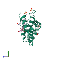 PDB entry 1vk5 coloured by chain, side view.