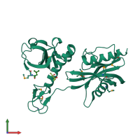 PDB entry 1vk6 coloured by chain, front view.