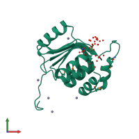 PDB entry 1vk9 coloured by chain, front view.