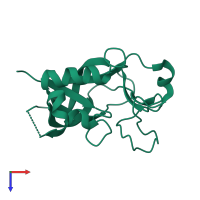 PDB entry 1vkb coloured by chain, top view.