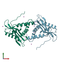 PDB entry 1vkc coloured by chain, front view.