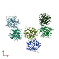 PDB entry 1vkd coloured by chain, front view.