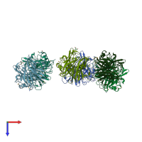 PDB entry 1vkd coloured by chain, top view.