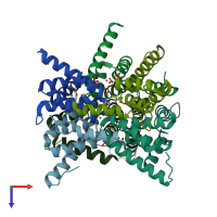 PDB entry 1vke coloured by chain, top view.