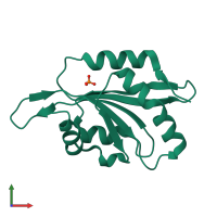 PDB entry 1vkk coloured by chain, front view.