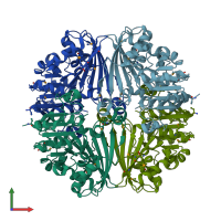 PDB entry 1vkn coloured by chain, front view.