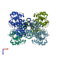 PDB entry 1vkn coloured by chain, top view.