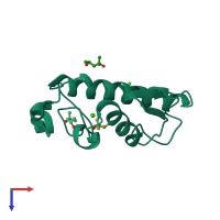 PDB entry 1vkq coloured by chain, top view.