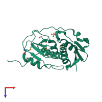 PDB entry 1vkw coloured by chain, top view.
