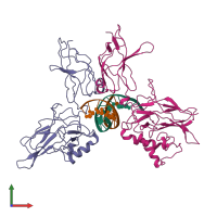 PDB entry 1vkx coloured by chain, front view.