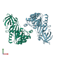 PDB entry 1vky coloured by chain, front view.