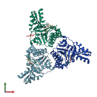 PDB entry 1vl0 coloured by chain, front view.