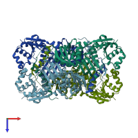 PDB entry 1vl2 coloured by chain, top view.