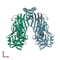 PDB entry 1vl4 coloured by chain, front view.