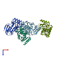PDB entry 1vl5 coloured by chain, top view.