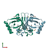 PDB entry 1vl7 coloured by chain, front view.