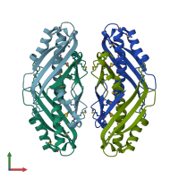 PDB entry 1vla coloured by chain, front view.