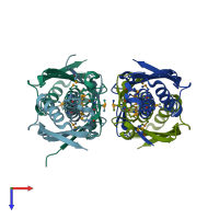 PDB entry 1vla coloured by chain, top view.