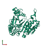 PDB entry 1vlc coloured by chain, front view.