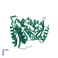 PDB entry 1vlc coloured by chain, top view.