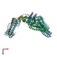 PDB entry 1vlg coloured by chain, top view.