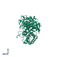 PDB entry 1vli coloured by chain, side view.