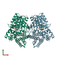 PDB entry 1vlj coloured by chain, front view.