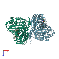 PDB entry 1vlj coloured by chain, top view.