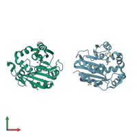 PDB entry 1vlm coloured by chain, front view.