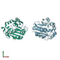 PDB entry 1vlm coloured by chain, front view.