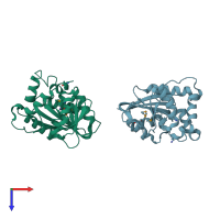 PDB entry 1vlm coloured by chain, top view.
