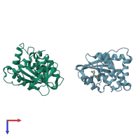 PDB entry 1vlm coloured by chain, top view.