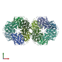 PDB entry 1vlq coloured by chain, front view.