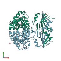 PDB entry 1vlr coloured by chain, front view.