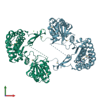 PDB entry 1vlu coloured by chain, front view.