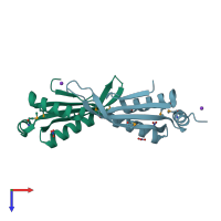 PDB entry 1vm0 coloured by chain, top view.