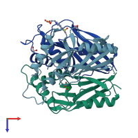 PDB entry 1vmf coloured by chain, top view.