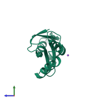 PDB entry 1vmh coloured by chain, side view.